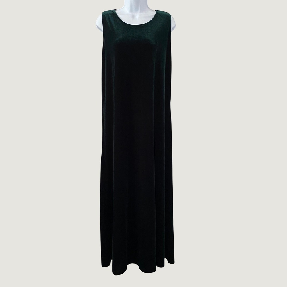 Coldwater Creek Green Velvet Maxi Dress Large Whimsigoth Fairy Dark Feminine